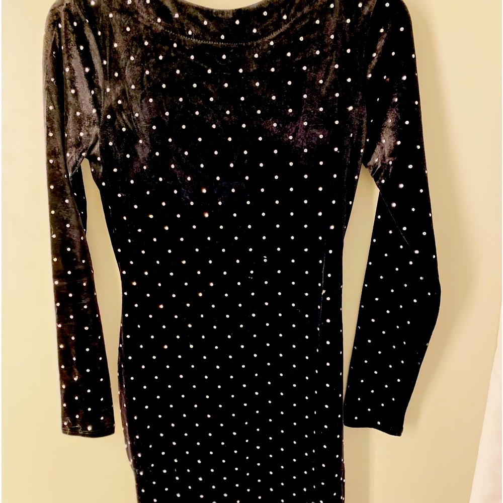 Brand New Women’s Black Velvet and Rhinestone Dress Size S
